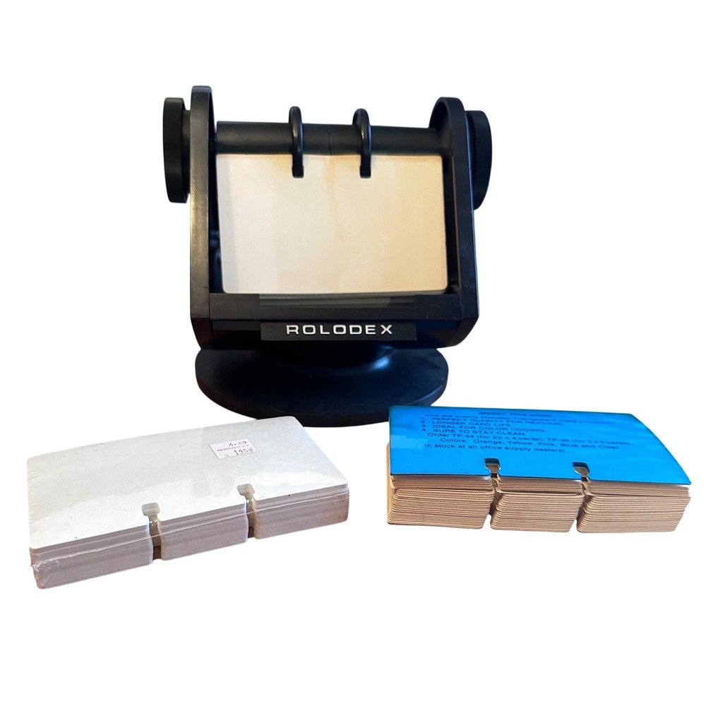 Rolodex Rotary Card File Organizer Black Excellent Vintage A-Z